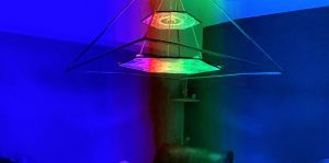 Hanging lamp with rainbow prism light